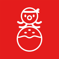Obraz premium Cartoon Octopus With Takoyaki. Takoyaki is Japanese food. Octopus mascot.
