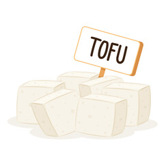 White Tofu vector. Tofu cartoon style isolated on white background. Vegetarian nutrition, healthy food.