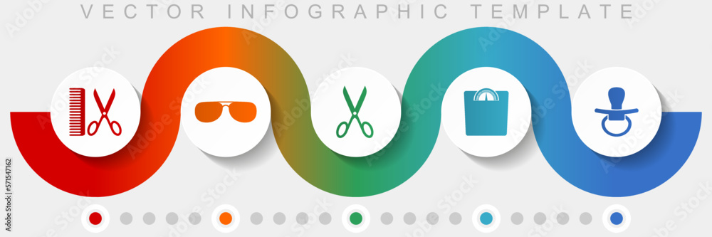 Poster lifestyle infographic vector template with icon set, miscellaneous icons such as barber, sun glasses