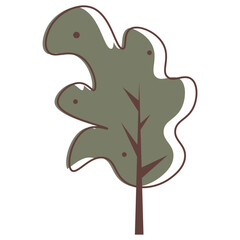 Autumn Tree With Outline