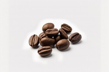 Naklejka premium Coffee beans in a group, isolated on a white backdrop. Generative AI