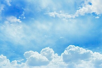 Beautiful Sky with Blue and White Cloud in Daylight, Background of Natural Fluffy Cloud Sky. Generative AI