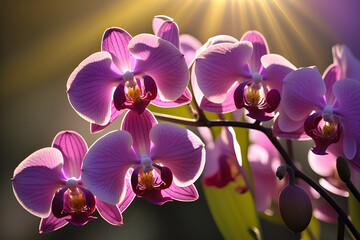 orchid portrait in a garden bright sunny day generative ai