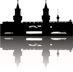 Silhouette Oberbaumbrücke in Berlin - obrazy, fototapety, plakaty