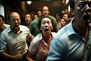 AI generated a frightened crowd of people run from an earthquake or some kind of disaster