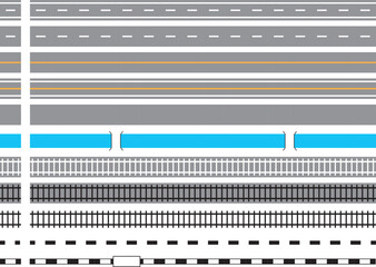 Fototapeta premium いろいろな線路・道路 道路 直線 罫線 地図作製