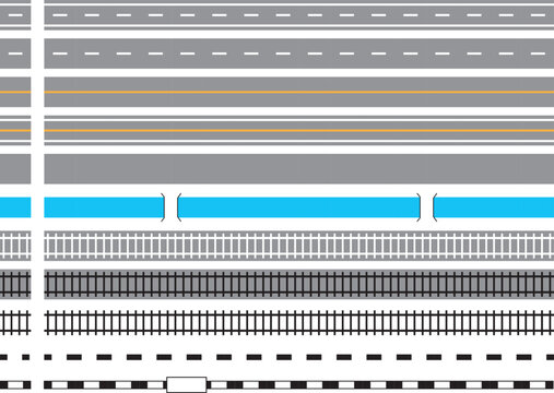 いろいろな線路・道路　道路　直線　罫線　地図作製