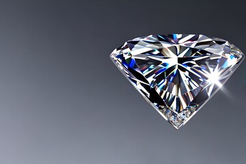 Round diamond sideview on blue background generative ai