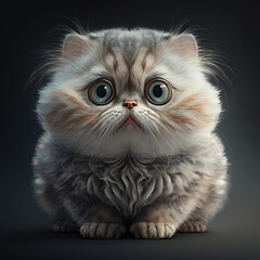 Cute cate character on dark background, Generative AI