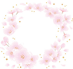 水彩画風の桜の円形フレーム