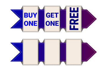 Buy 1 Get 1 Free discount tag with one blank template. Isolated vector illustration EPS 10 file.