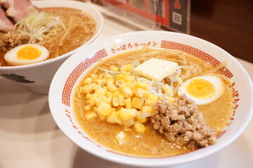 Batter Corn Miso Ramen Noodle in Sapporo, Hokkaido, Japan - 日本 北海道 札幌...