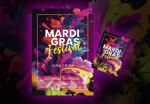 Mardi Gras Party Poster and Flyer with Generative AI