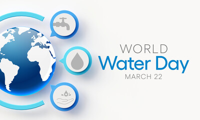 World Water day is observed every year on March 22, highlights the importance of freshwater. The day is used to advocate for the sustainable management of freshwater resources. 3D Rendering