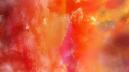 red and yellow background, abstract watercolor background with space. colorful sunrise or sunset colors in cloudy shapes. beautiful hues of yellow in hand painted watercolor background.