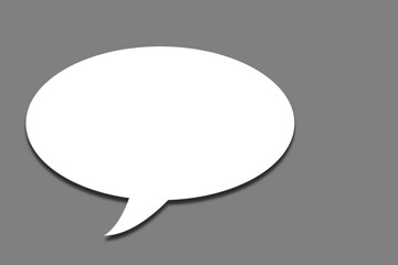 Weiße Sprechblase vor grauen Hintergrund, 2D-Illustration