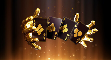 casino hand slot machine roulette set card banner 3d render 3d rendering illustration 