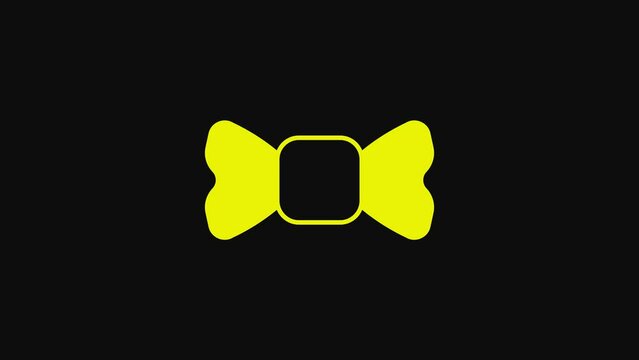 Yellow Bow tie icon isolated on black background. 4K Video motion graphic animation