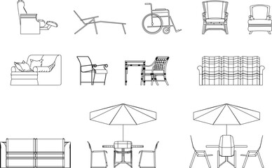 Vector sketch illustration of relaxing sofa chair