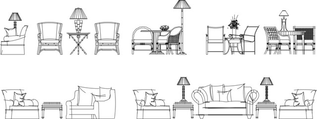 Vector sketch illustration of relaxing sofa chair