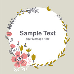 Cute Delicate Florals Frame Wreath Vector Background