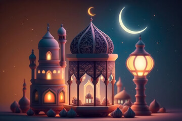Ramadan Kareem Arabic Lantern Islamic Holiday Muslim Holy Month Design Concept.
