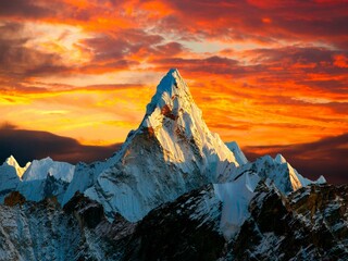 Himalayas In Morning Sunrise