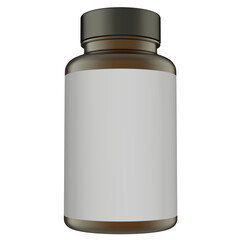 Realistic 3D blue glass bottle rendering mockup on white background	