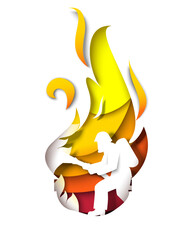 Firefighter extinguishing fire in torch 3d vector