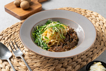 Korean food dish Bulgogi Pasta Spaghetti