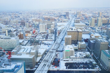 Cityscape of Sapporo Station in Sapporo, Hokkaido, Japan - 日本 北海道 札幌駅前 街並み