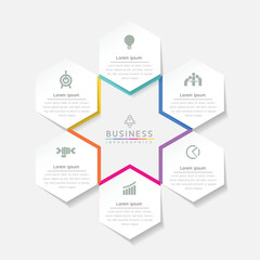 Connecting Steps business Infographic Template with 6 Elements