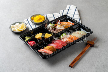 Korean food dish Assorted Fish Sushi Assorted Fish Sushi Lunch Box