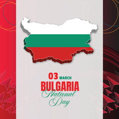 Bulgaria national day banner with Bulgarian 3D map and flag colors theme background. Happy liberation day Bulgaria. Vector illustration.