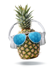 Happy pineapple listening to music