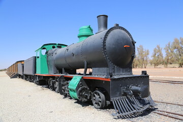 Fototapeta na wymiar Steam Train, Madain Salah in Saudi Arabia
