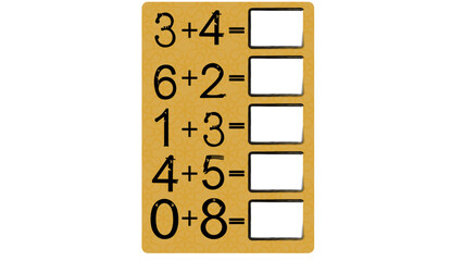 Math worksheet for kids addition mathematic vector image
