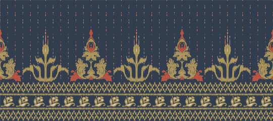 African Ikat paisley embroidery. Batik Textile ikat design seamless pattern digital vector design for Print saree Kurti Borneo Fabric border brush party wear