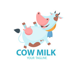 relax cow milk logo cartoon animal