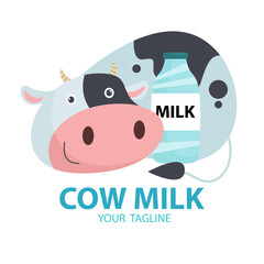 cow with a milk animal logo cartooon