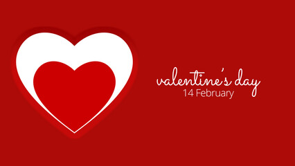 Valentines day minimal banner. 14 February valentines day. Minimal socail media post valentine's day. Valentine card with heart.