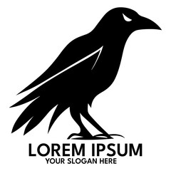 Crow silhouette, logo style vector illustration