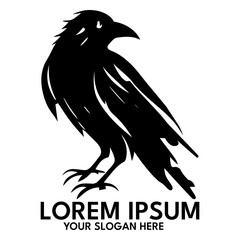 Crow silhouette, logo style vector illustration