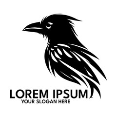 Crow silhouette, logo style vector illustration