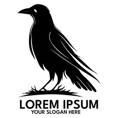 Crow silhouette, logo style vector illustration