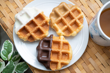 洋菓子　ワッフルの食べ物素材