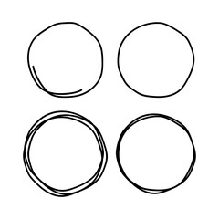 Hand drawn circles sketch. Rounds scribble line circles. Doodle circular logo design elements. Vector illustrations