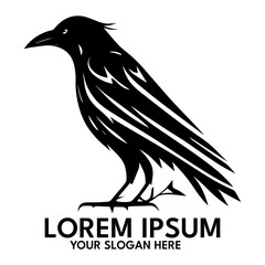 Crow silhouette, logo style vector illustration
