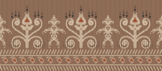 African Ikat paisley embroidery. Batik Textile ikat frame seamless pattern digital vector design for Print saree Kurti Borneo Fabric border Ikkat Dupatta