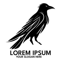 Crow silhouette, logo style vector illustration